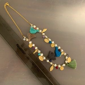 NEW Gold Tassel & Pearl Gold Necklace - Gilt